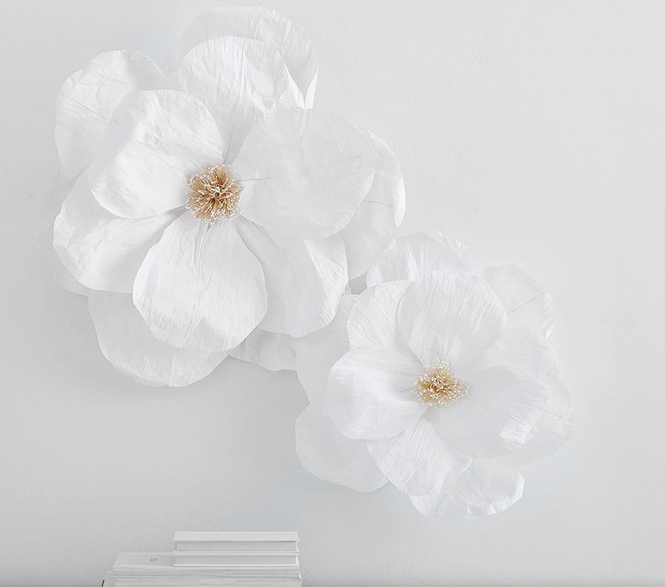 Jumbo Crepe White Paper Flowers Set of 2 Pottery Barn Kids UK